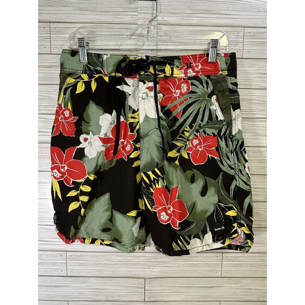 Hurley Board Shorts Mens Size 30 Floral Hibiscus Quick Dry Surf‎ Swim Trunks